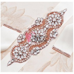 Brau din satin Hand Made Luxury BLT049MM cu Crystale aplicate pentru rochie de mireasa